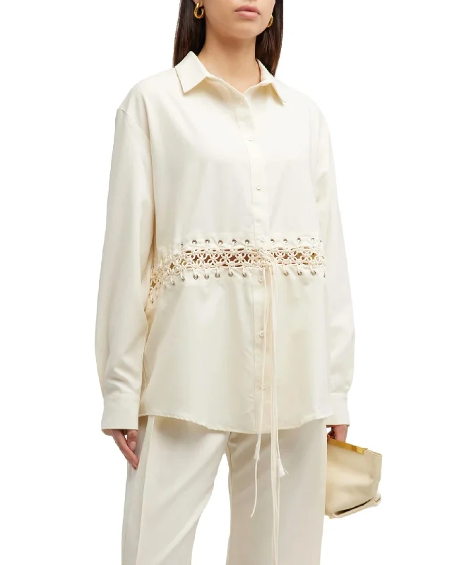 Macrame Waisted Shirt In IvorySilk Shirts