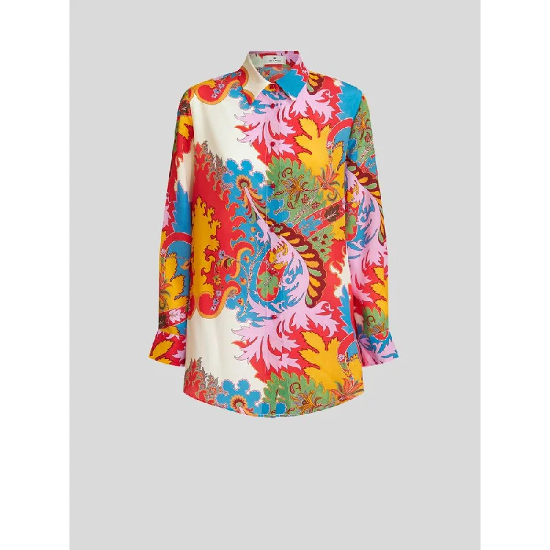 Multi-coloured Paisley Print Silk ShirtSheer Shirts