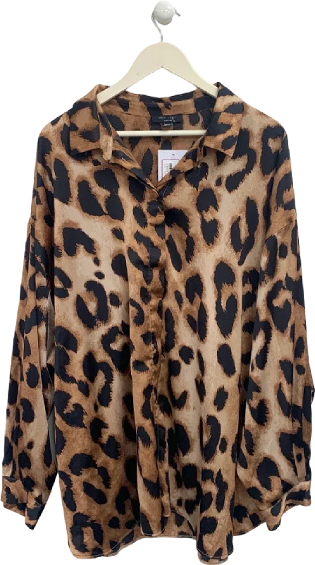 New Look Brown Leopard Print Shirt UK 26Mesh Shirts