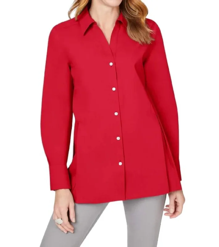 Pippa Stretch Non-Iron Shirt In Sweet CherryRibbed Cuff Shirts