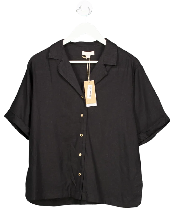 rise Black Button Down Collared Shirt UK 8Thermal Shirts