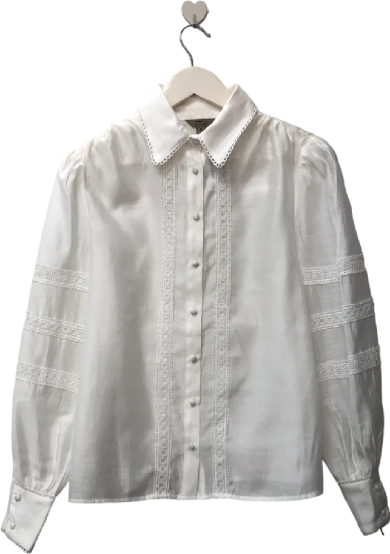 River Island White Lace Trim Shirt UK 10Statement Shirts