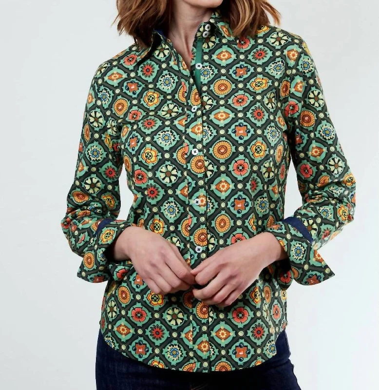 Rome Shirt In Green MedallionPrinted Shirts