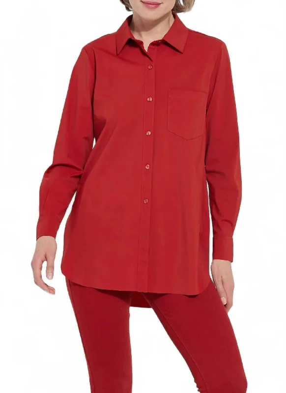 Schiffer Button Down Shirt In Matte RedFestival Shirts