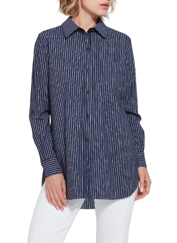 Schiffer Button Down Shirt In Oxford PinstripePunk Shirts