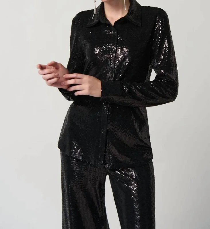 Sequin Shirt In BlackPainted Shirts