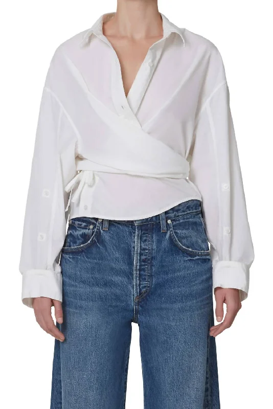 Vienna Wrap Shirt In Optic WhiteCotton Shirts