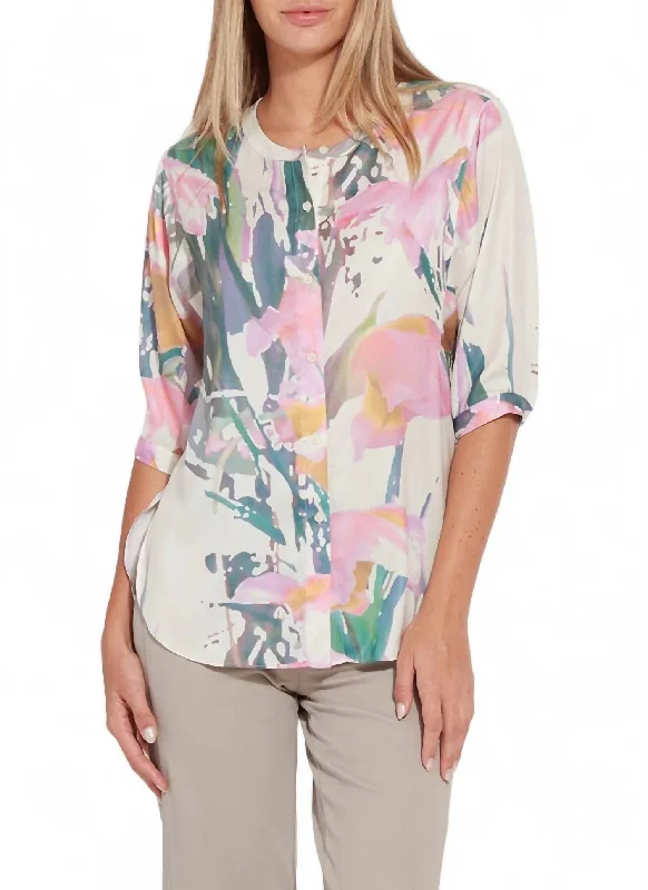 Viviana Satin Shirt In Jazzy FloralDesigner Shirts