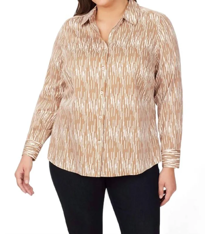 Warm Geo Ava Long Sleeve Shirt In Ivory MultiWork Shirts