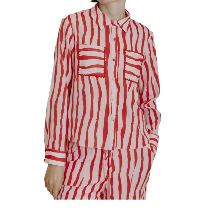 Watercolor Striped Shirt In RedLeather-Paneled Shirts