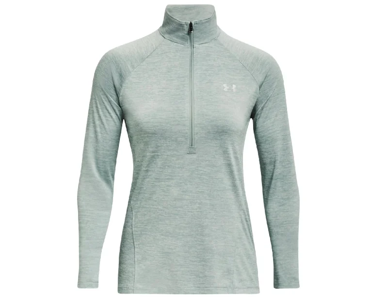 Women's Tech Half Zip - Twist Shirt In Opal Green / White / Metallic SilverSleep Shirts