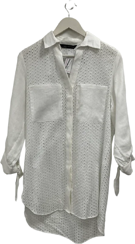 ZARA White Crochet Shirt UK 8Camping Shirts