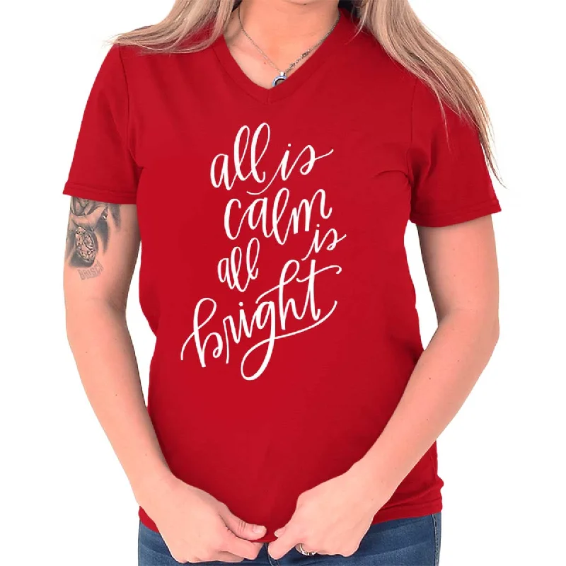 All Is Calm Christmas V-Neck T-ShirtAsymmetrical T-Shirts