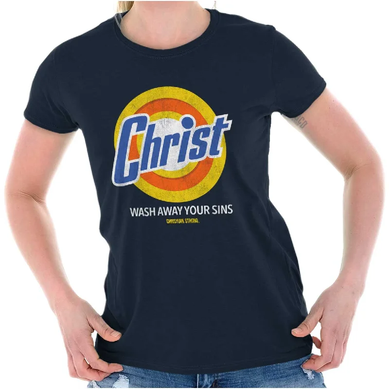 Christ Detergent Ladies T ShirtBoat Neck T-Shirts