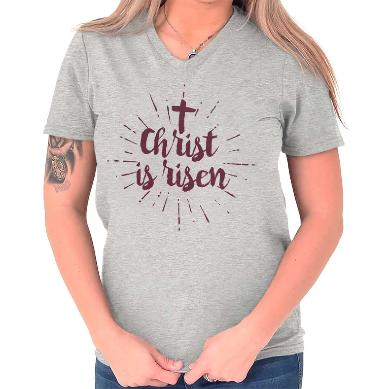 Christ Risen V-Neck T ShirtBlended Fabric T-Shirts