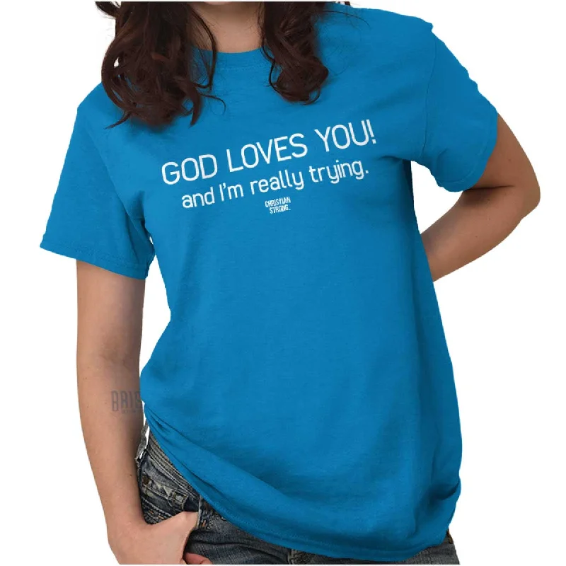 Christian Strong - God Loves You Printed T-ShirtHooded T-Shirts