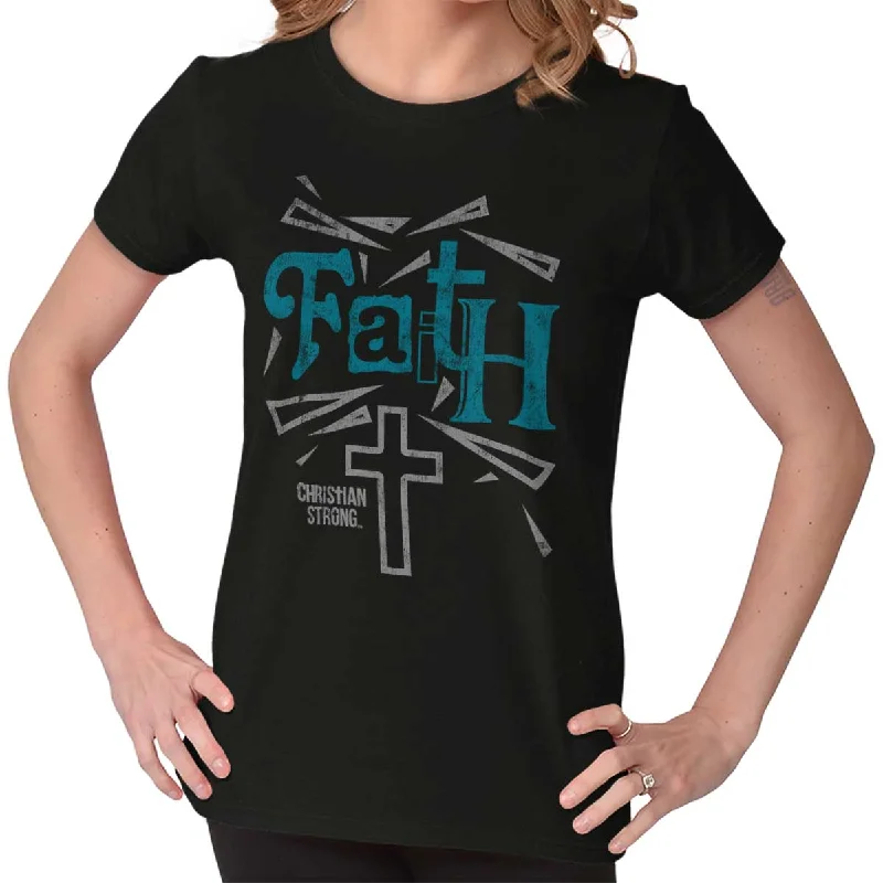 Faith And Cross Ladies T ShirtGlitter T-Shirts