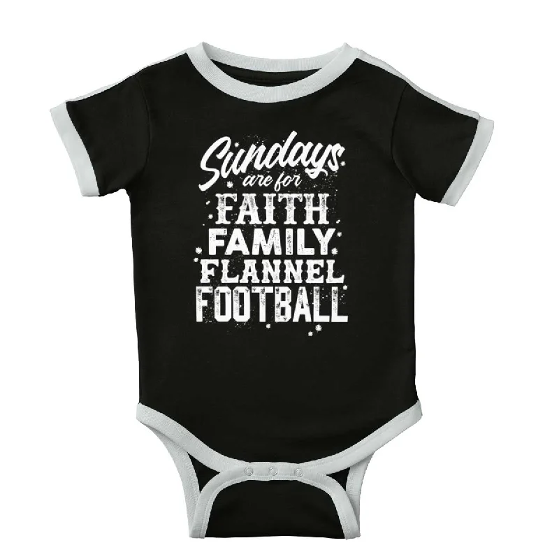 Faith Family Football Ringer Romper BodysuitYoga T-Shirts