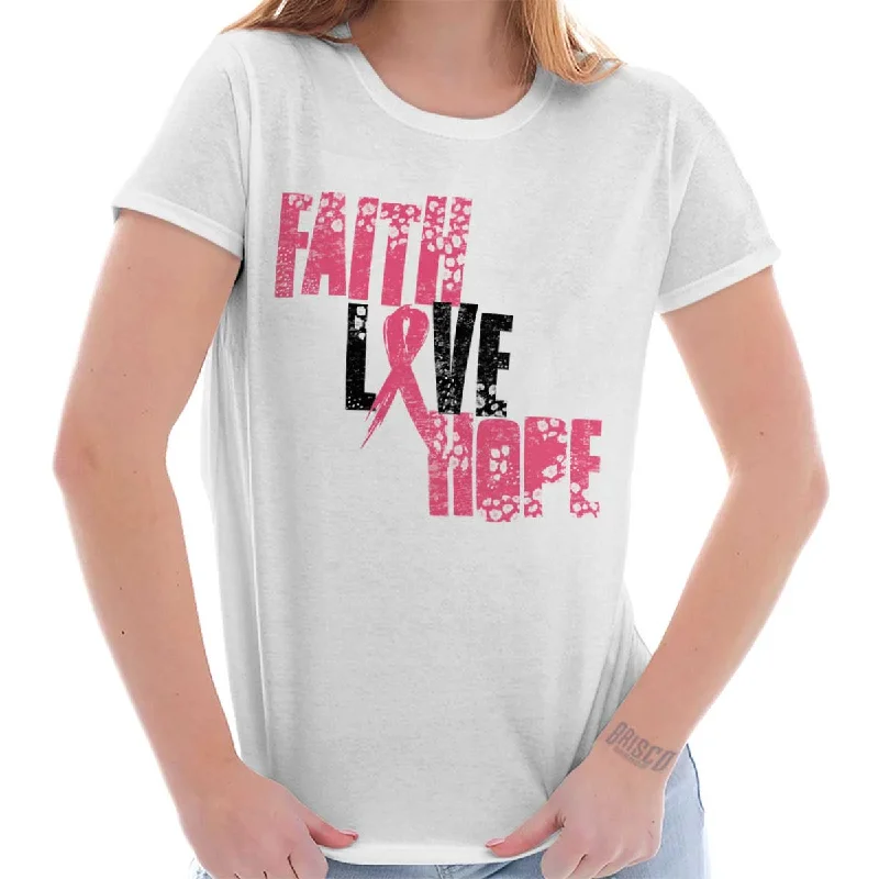 Pink Faith Love Hope Ladies T ShirtFleece T-Shirts