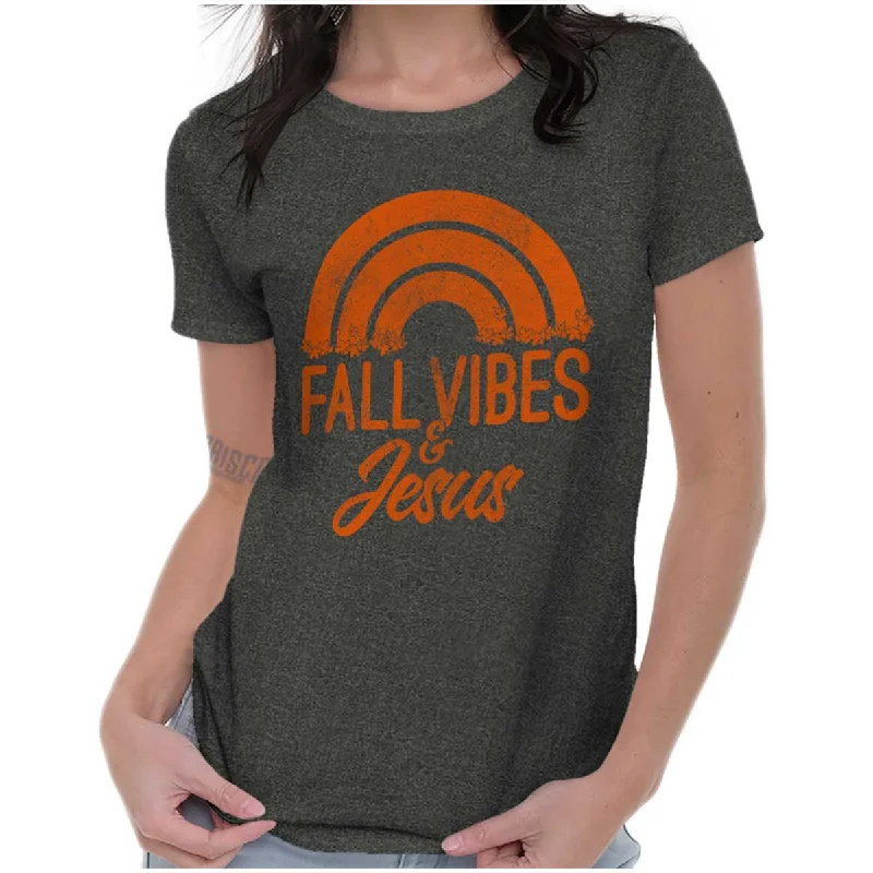 Fall Vibes & Jesus Ladies T ShirtAsymmetrical T-Shirts