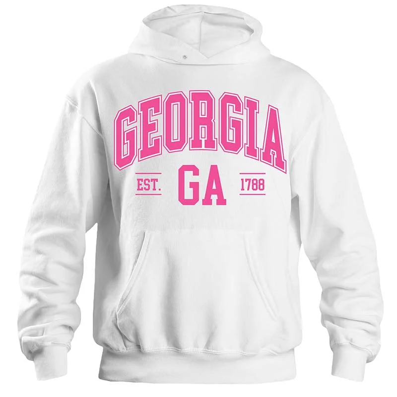 Georgia Established Hoodie in White & PinkReflective T-Shirts