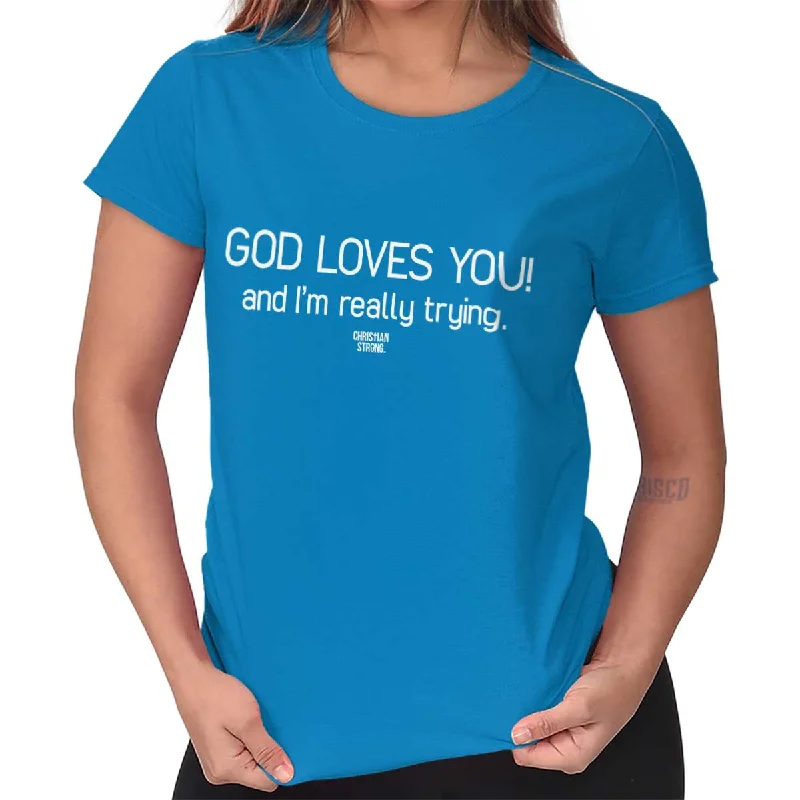 God Loves You Ladies T ShirtPocket T-Shirts