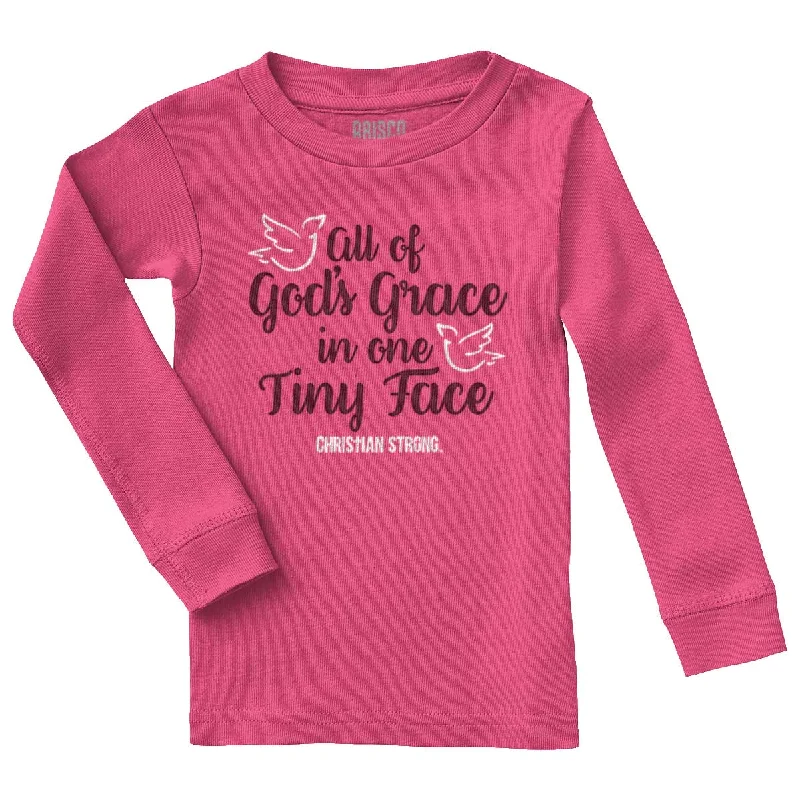 Gods Grace Tiny Face Solid Long Sleeve TBeaded T-Shirts