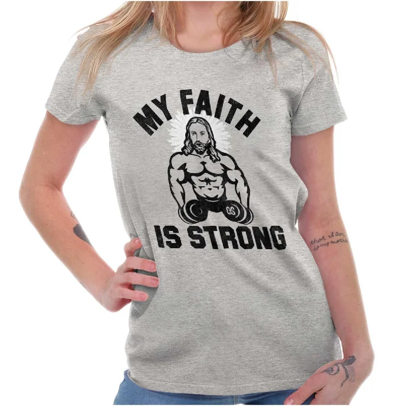 Gym Jesus Christ Strong Ladies T ShirtOrganic Cotton T-Shirts