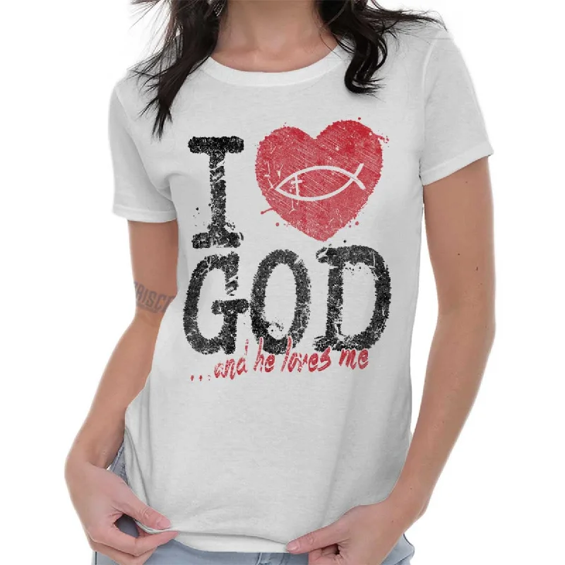 I Love God Ladies T ShirtRecycled Fabric T-Shirts