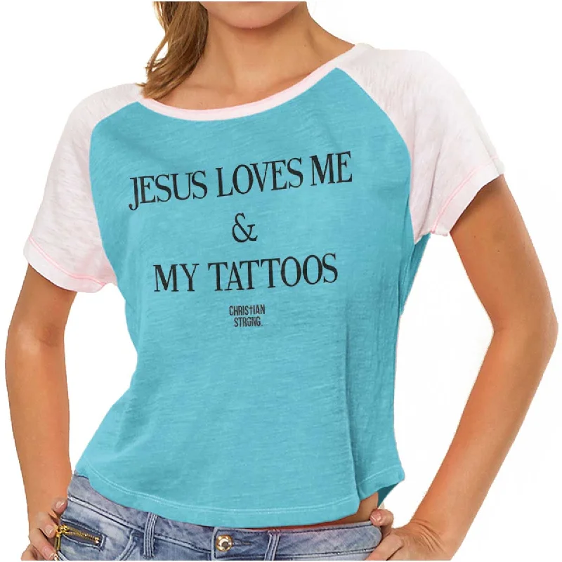 Jesus Loves My Tattoos Vintage T ShirtsRuffled T-Shirts