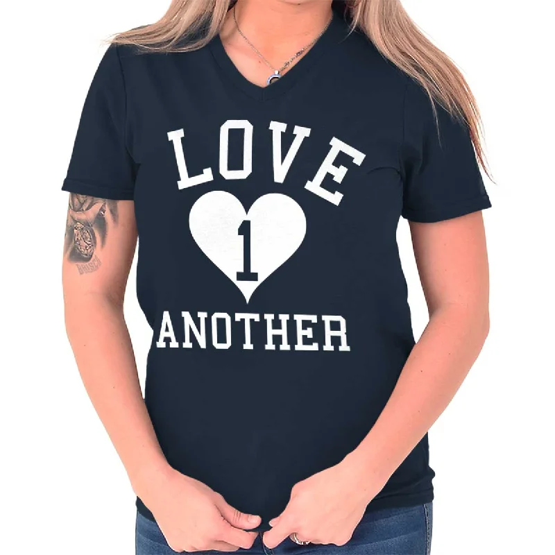 Love One Another Printed Adult V-Neck T-ShirtThermal T-Shirts