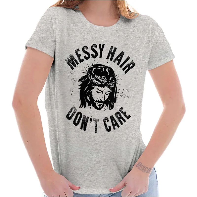 Messy Hair Jesus Ladies T ShirtStatement T-Shirts