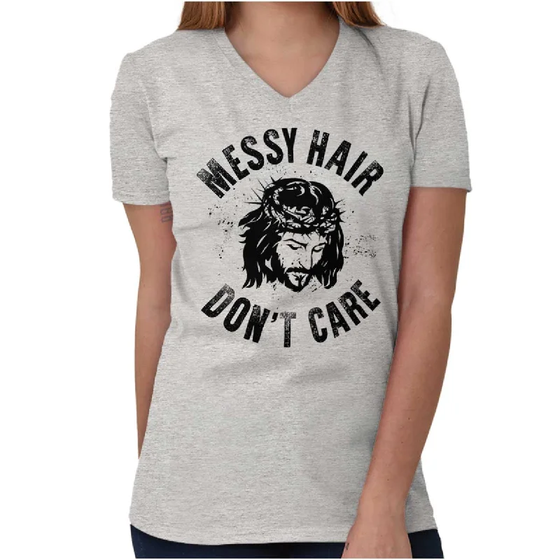 Messy Hair Jesus V-Neck T ShirtPerformance T-Shirts