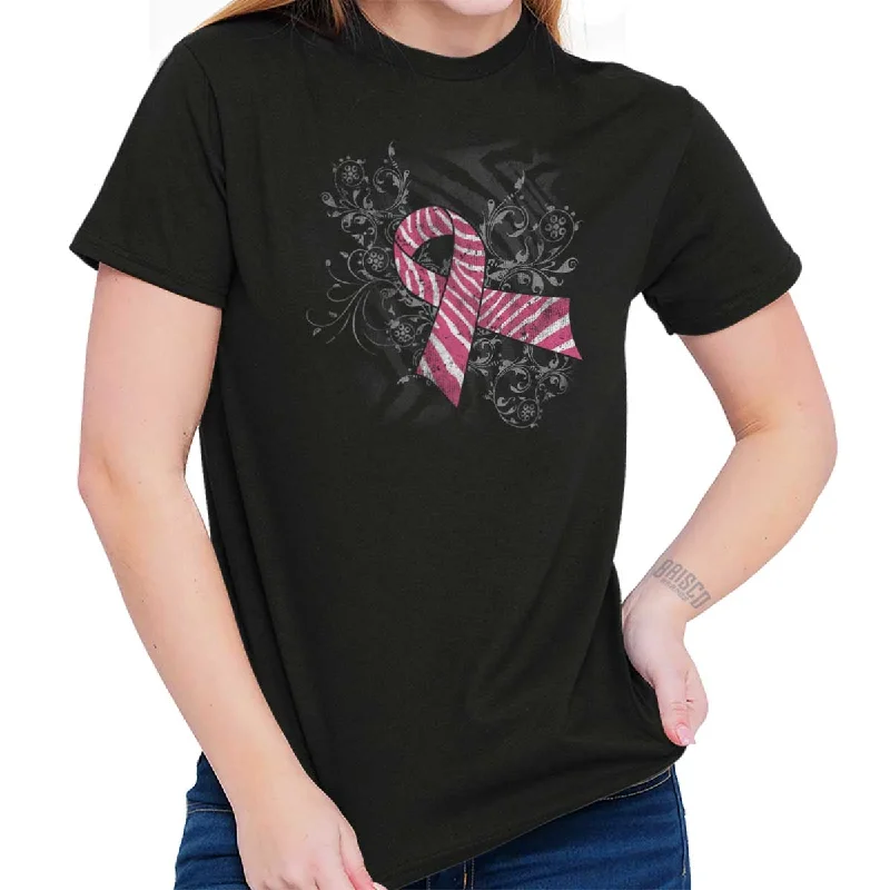 Pink And White Ribbon T ShirtSilk T-Shirts