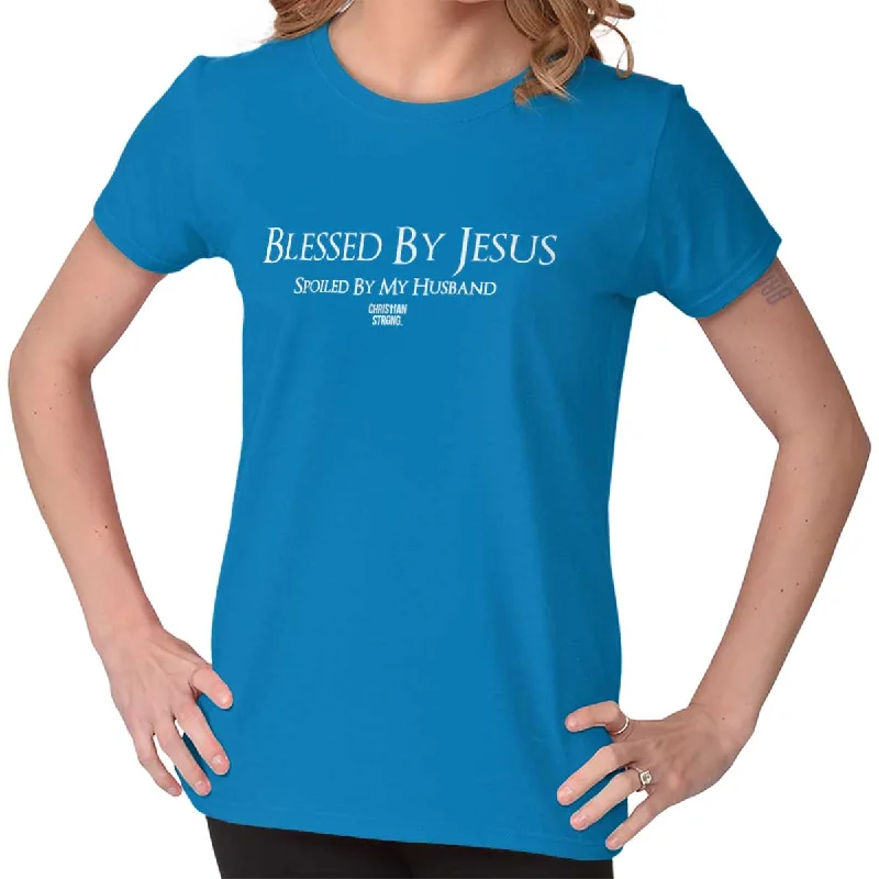 Spoiled By Jesus Christian T Shirt Jesus Cross Novelty Gift Ladies T-ShirtHooded T-Shirts