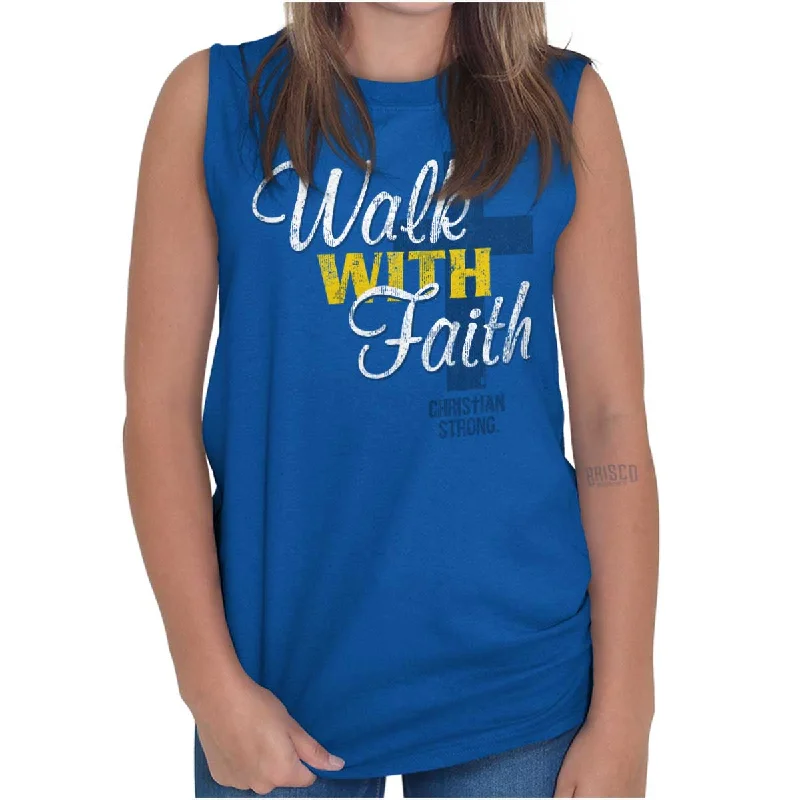 Walk With Faith Sleeveless T-ShirtLace-Up T-Shirts