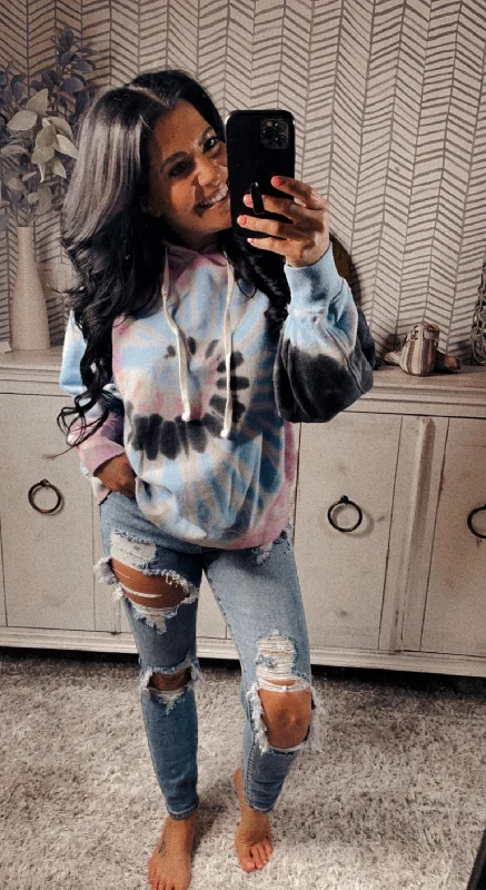 Charcoal/Pink Tie Dye HoodieZip-Up Hoodies