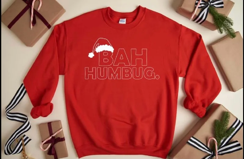 Bah Humbug Red Christmas SweatshirtThermal Hoodies