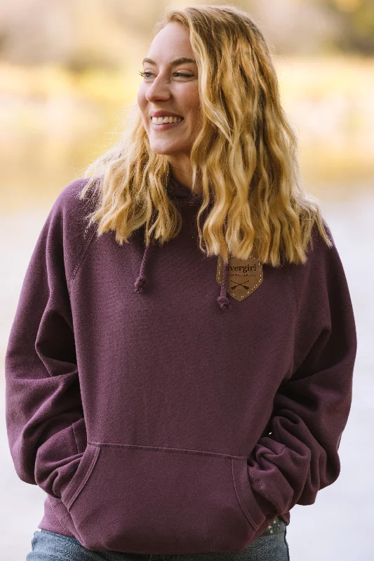 Rivergirl Sanded Fleece Hoodie with Leather PatchCotton Hoodies