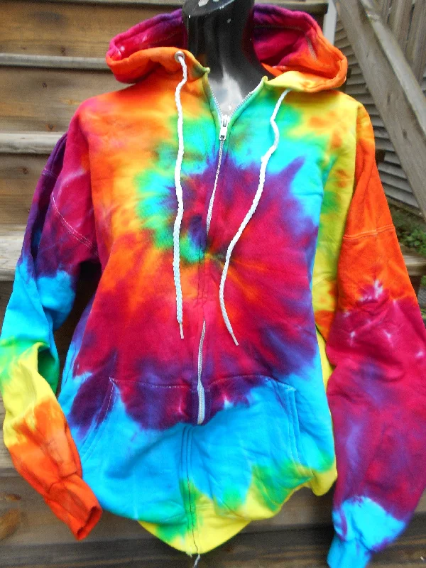 Bright Rainbow Tie-Dye Zipper HoodieSkateboard Sweatshirts