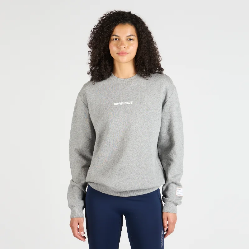 Cotton Fleece Evolve Running Crewneck - Heather GreyBeaded Sweatshirts