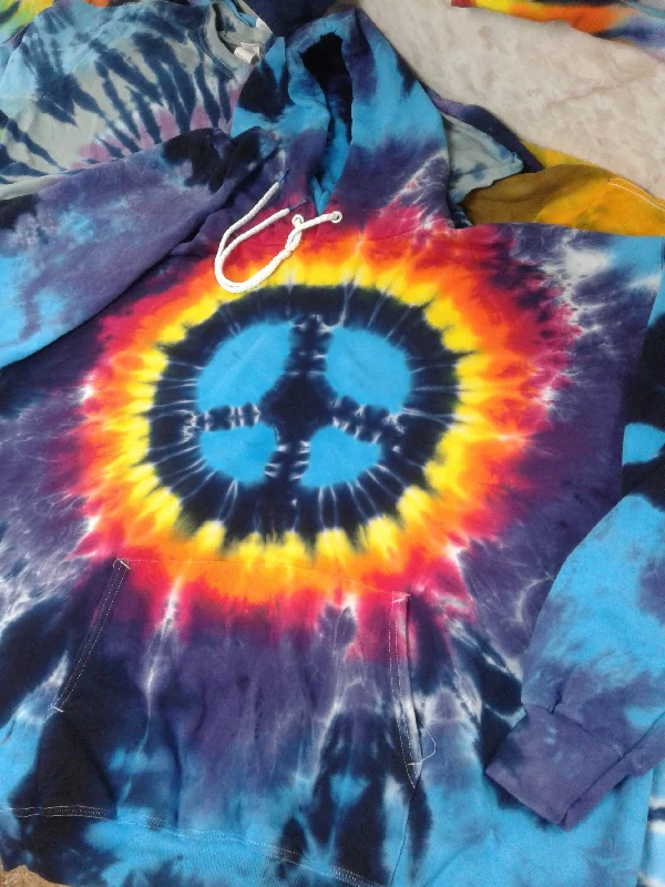 Rainbow Tie-Dye Peace Sign HoodieCycling Hoodies