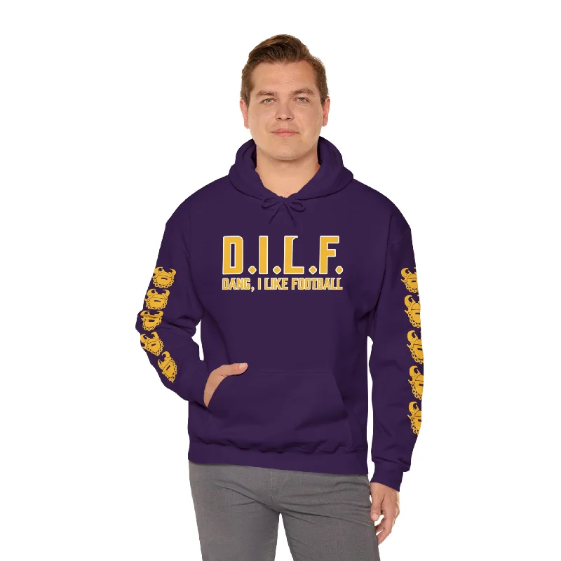 Unisex Heavy Blend™ Hooded Sweatshirt - D.I.L.F. + Game Day Helmet (Sleeves)Windbreaker Sweatshirts