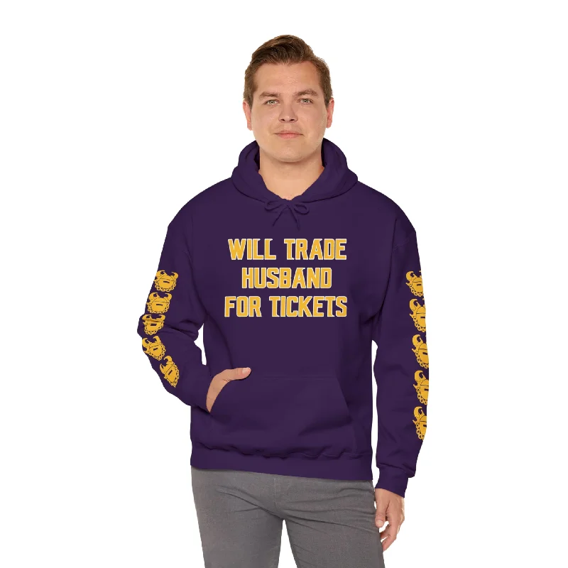 Unisex Heavy Blend™ Hooded Sweatshirt - Husband for Tickets + Game Day Helmet (Sleeves)Yoga Sweatshirts