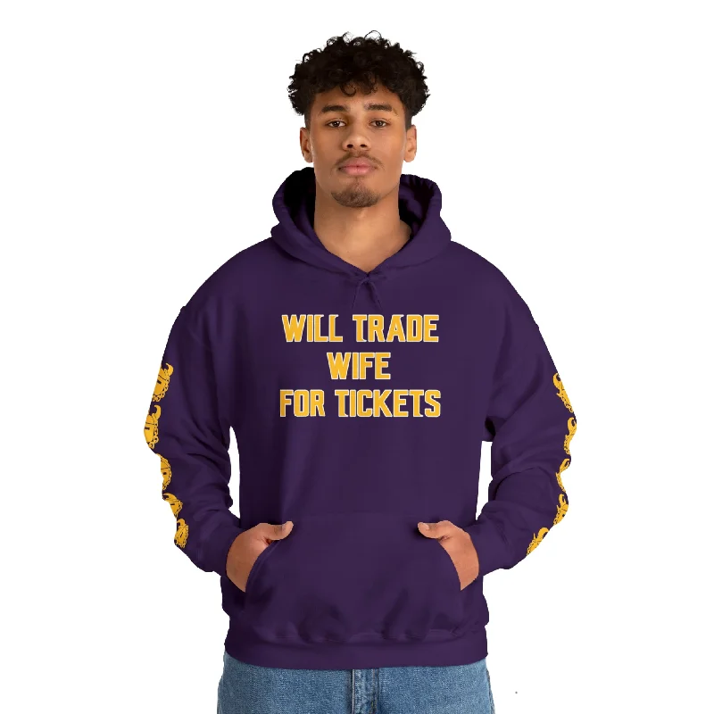 Unisex Heavy Blend™ Hooded Sweatshirt - Wife for Tickets + Game Day Helmet (Sleeves)Striped Sweatshirts