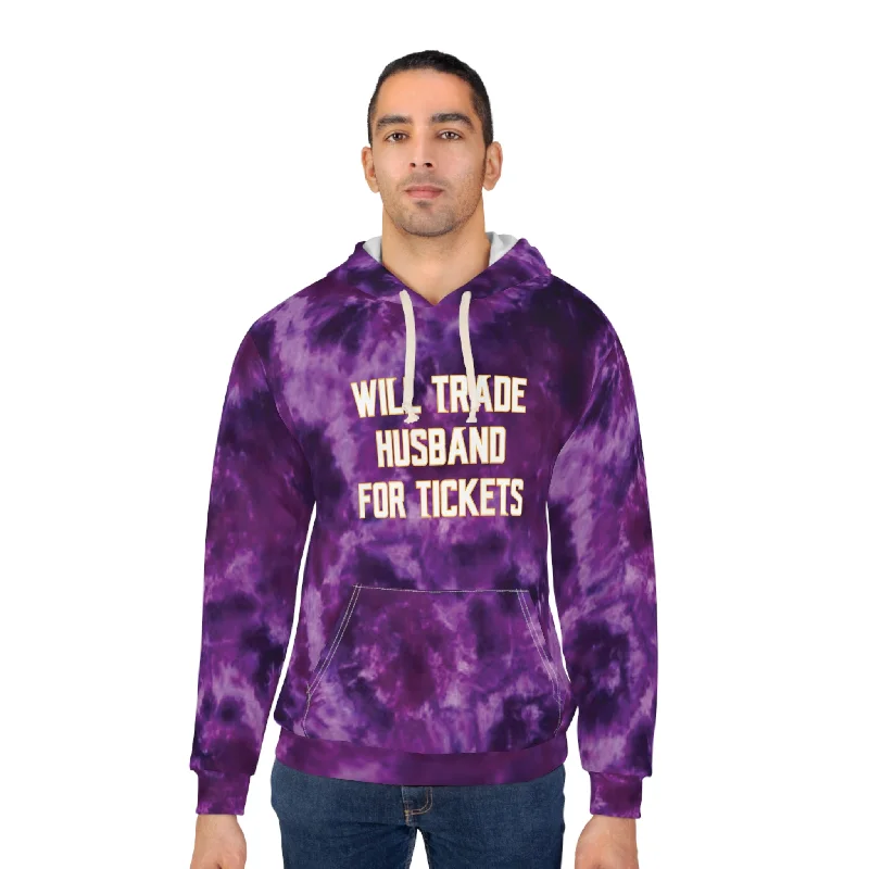 Unisex Pullover Hoodie - Purple Tie-Dye - Husband for TicketsPolyester Hoodies