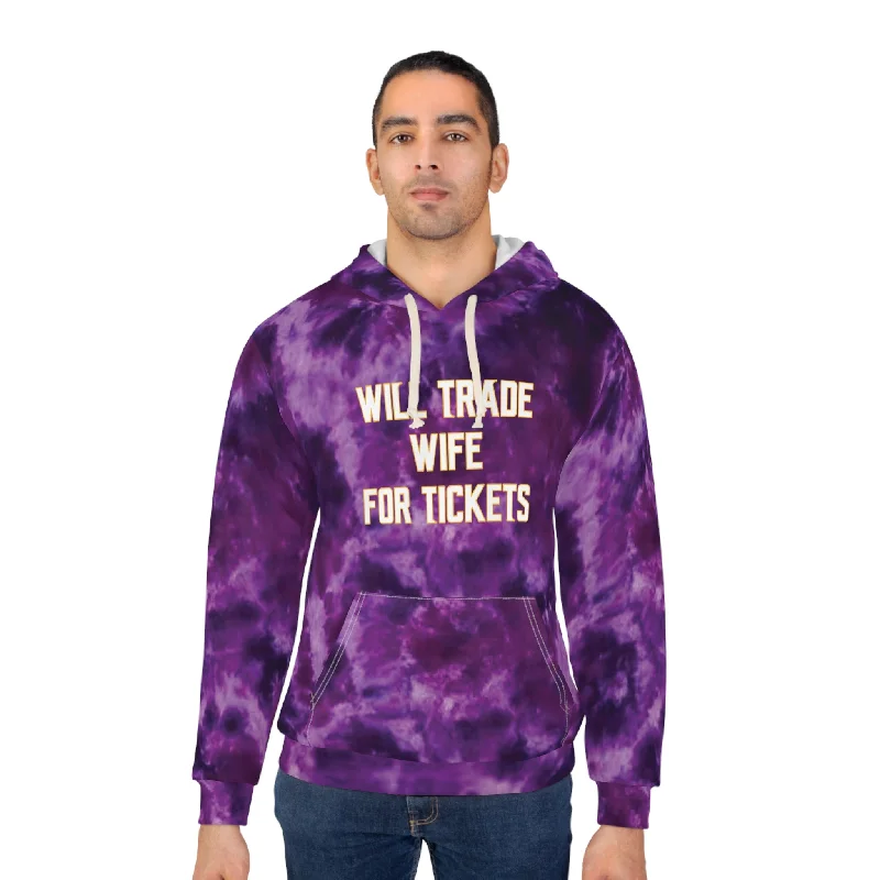 Unisex Pullover Hoodie - Purple Tie-Dye - Wife for TicketsFrench Terry Hoodies