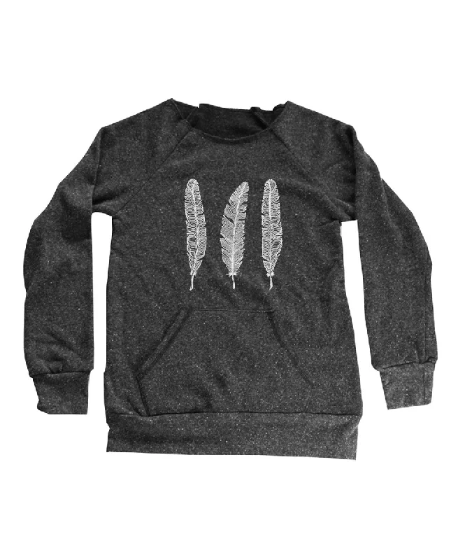 Women's Feather Kangaroo Pocket SweaterDesigner Sweatshirts