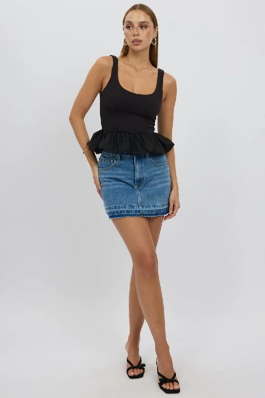 Elegant sleeveless topsBlack Bubble Top Sleeveless