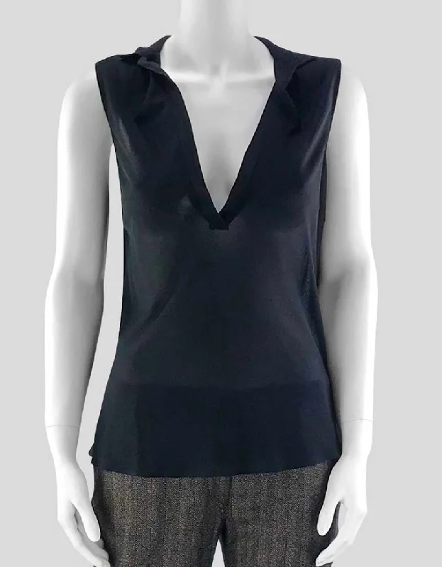 Fitness sleeveless topsJil Sander Women's Deep V Black Sleeveless Blouse - 36 IT | 6 US